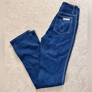 Vintage 80's CALVIN KLEIN Straight Leg Blue Denim High Waist Jeans - Size 0/XS